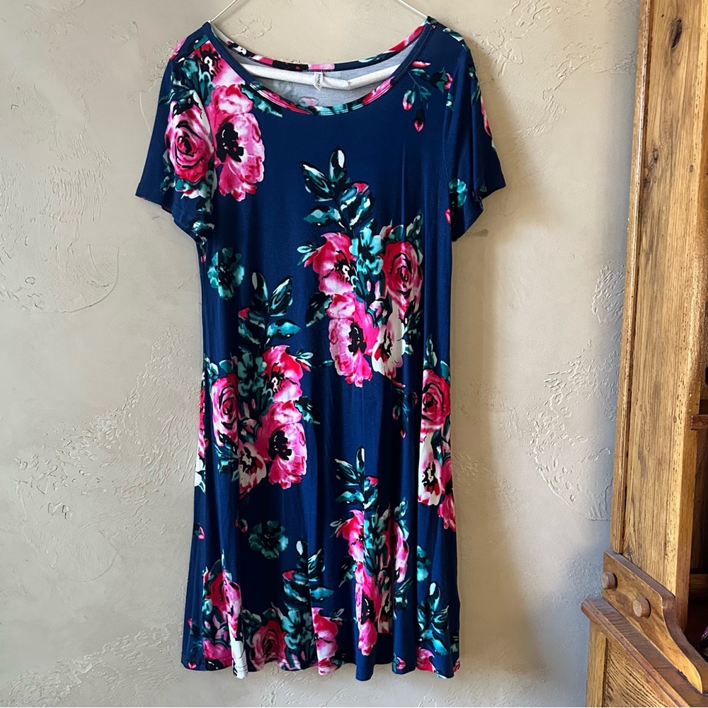 Popyoung Navy Blue Floral Dress